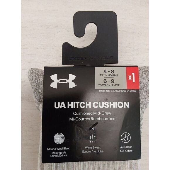 Under Armour 1357227-110 Hitch Cushion Mid-Crew Socks Sz 4-8 SUMMIT WHITE - Picture 2 of 7
